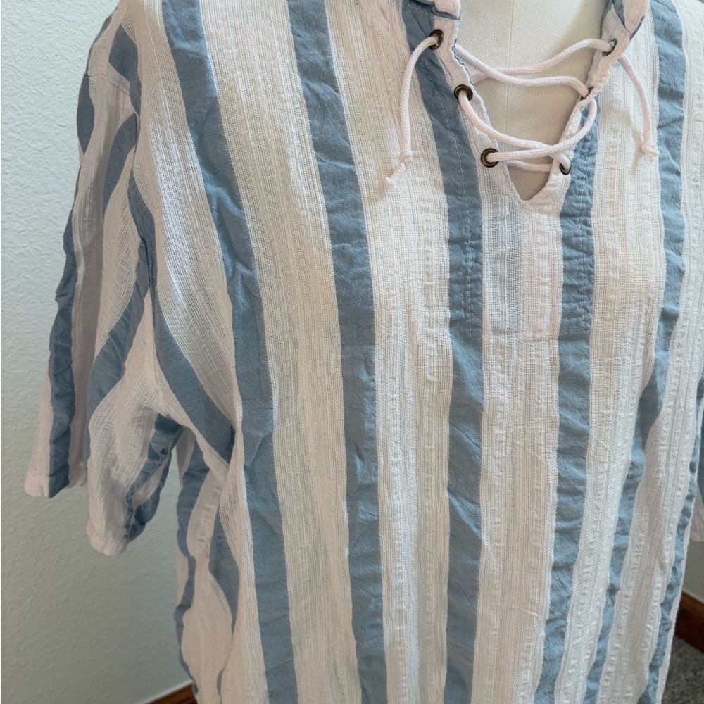 Grimani Greek Made Striped Gauzy Tunic Shirt Women’s Large - Picture 3 of 9